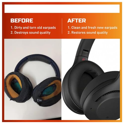 Image of Crysendo Replacement Ear Pads Compatible with Sony WH-XB900N /WH-CH710N Headphones | Soft Protein Leather & Memory Foam Cushion, Noise Isolation Earpads (Black)