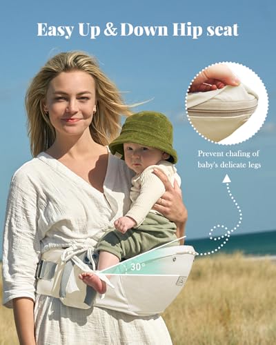 Image of MOMTORY Safety-Certified 6-in-1 Baby Carrier Newborn to Toddler, White | Plus Size Friendly, 6 Carry Positions, Ergonomic Hip Support, Cozy and Breathable, Baby Carrier with Hipseat for 7-50lbs