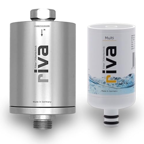 riva Filter Set Multi Trinkwasserfilter, Wasserfilter - Zertifizierter Schutz vor Legionellen, Bakterien und Keimen in Küche und Bad, Silber