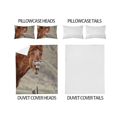 Housse de couette double microfilbre animaux 3D avec taies d'oreiller pour garçon