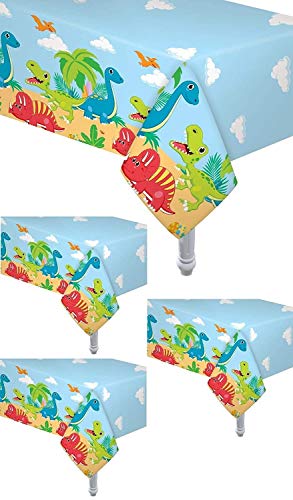 4 Pack Dinosaur Birthday Party Supplies Tablecover Size: 54