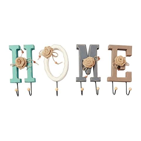 Healifty Perchero Vintage Decorativo Gancho de Madera de la Pared con Letra HOME Cover