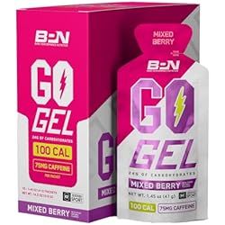 BARE PERFORMANCE NUTRITION, BPN Go Gel Endurance, 24g of Carbohydrates & 100 Calories per Pack, Vegan + Gluten Free Running Gel, 10 Single-Serving Packs, Caffeinated Mixed Berry