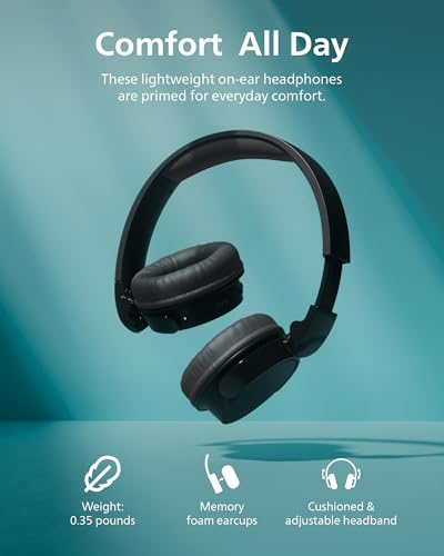 Image of PHILIPS H3209 Wireless Headphones,On-Ear Bluetooth Headphones, Dynamic Bass, Sound Signature,Clear Call,25H Battery Life,Fast Charging,Soft Ear Cups,Bluetooth 5.3,Compact Design,Light,Dark Black