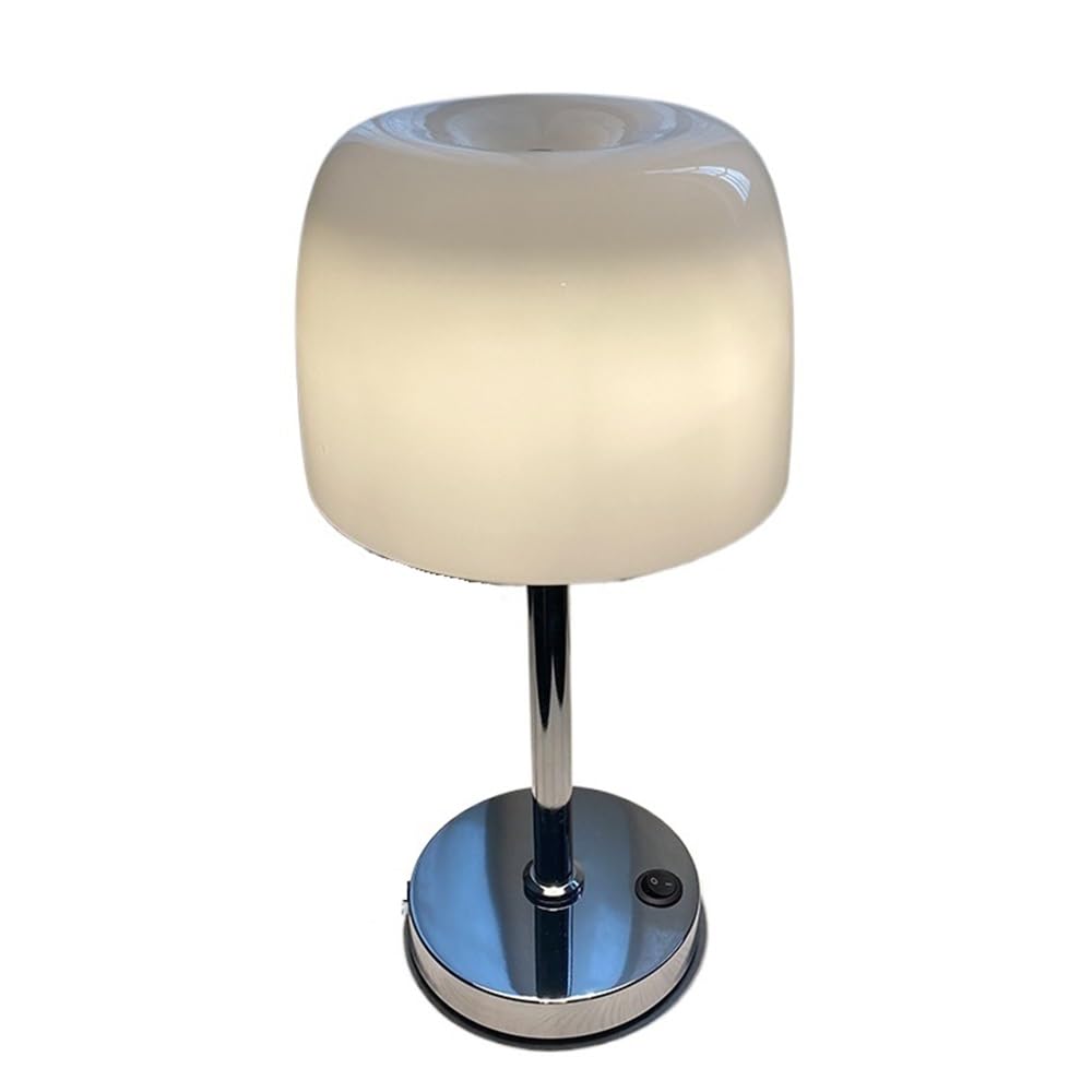 Kx9Lb8d Nightstand Lamps Mushroom Table Lamp Bedroom Living Room Translucent Glass Vintage Ambiance Bedside Reading Lamps(White)
