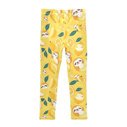 KLL Cute Sloths on Yellow Lemons Toddler Girls Basic Leggings Soft High Waisted Lounge Pants Running2