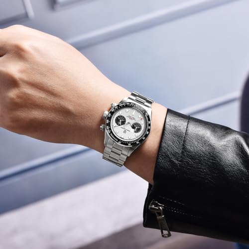 LACZ DENTON Pagani Design 1718 Panda Dial Men's Chronograph Watches Japan VK64 Movement Stianless Steel 100M Waterproof Men Fashion Casual Watch