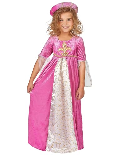 DEGUISE TOI Disfraz de princesa medieval rosa y dorado para niña - S 4-6 años (110-120 cm)