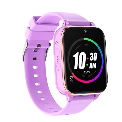 4G Kids Smart Watch Phone - Smart Cell Phone Watch for Boys Girls with Call SOS Games Alarm Camera Music Calculator School Mode Children Touch Watches for Kids Birthday Ages 4-12, Violet