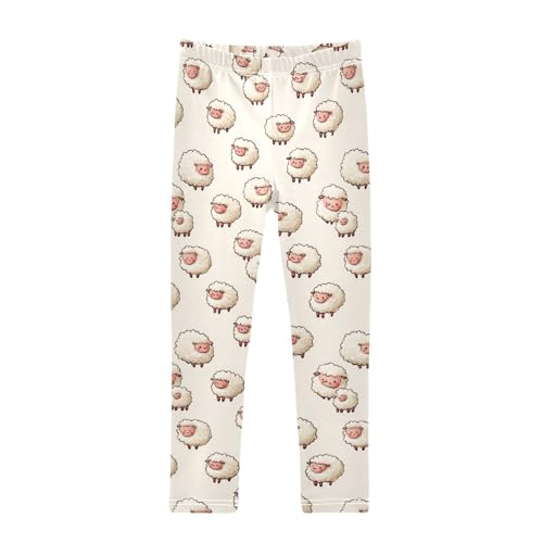 Girls Leggings Sheep Animals Cute Soft Toddler Leggings for Girls Kids Pants Size 4T-10T