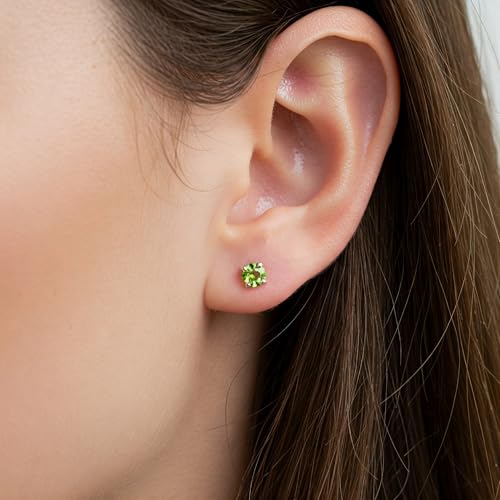 Boucles d'oreilles péridot en argent, cadeau de naissance août - 6