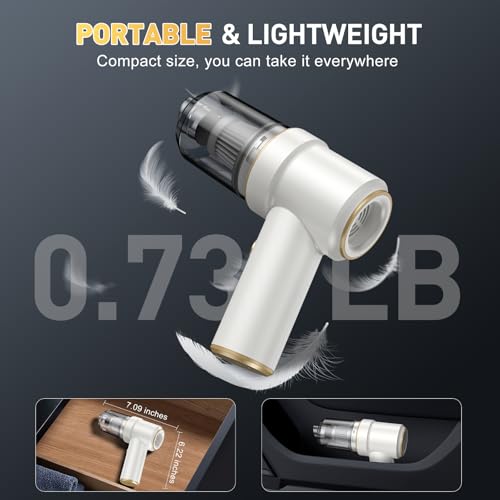 Image of KMM Handheld Car Vacuum Cleaner, 9000PA Vacuum Cleaner & Air Duster, 120W High Power Vacuum Portable Cordless, Hand Held Vacuum Rechargeable with Multi-Nozzles & LED Light for Home, Car, Office