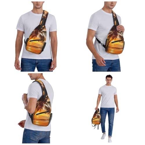 Bolso cruzado negro para pecho estilo sling para hombres y mujeres miniatura 7