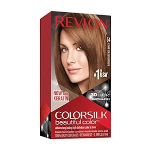 Revlon Permanente Haarfarbe, Permanentes Haarfärbemittel, Colorsilk mit 100 % Grauabdeckung, Ammoniakfrei, Keratin und Aminosäuren, 54 Helles Goldbraun
