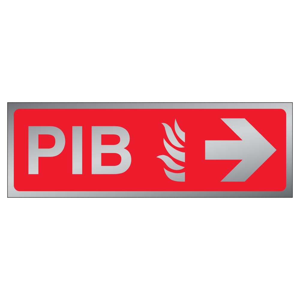 V Safety PIB Arrow Right 450 x 150 mm - 3mm Brushed Aluminium Composite Premises Infomation Box Safety Sign