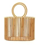 Miuco Women Top Handle Handbags Bamboo Purses Tote Brown
