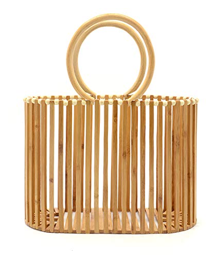 Miuco Women Top Handle Handbags Bamboo Purses Tote Brown #TOP4