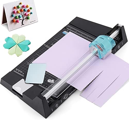 Frifreego 12 Inch Rotary Paper Cutter Heavy Duty, Paper Trimmer with 4 Different Blades for Straight/Wave/Dotted/Creasing Line, Suitable for Cutting Paper Coupons Photos Postcards Scrapbook