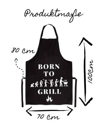 FremiBag Barbecue Apron for Men with Saying: Born to Grill, Cotton Apron, Cooking Apron as a Gift for Men to Barbecue - Image 3