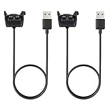 EXMRAT for Garmin Vivosmart HR Charger, Replacement Charging Cable for Garmin Vivosmart HR/ Vivosmart HR Plus Activity Tracker Regular Fit (Black, Pack of 2)