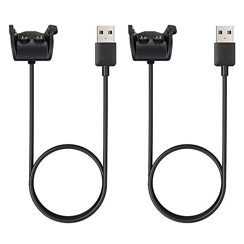 EXMRAT for Garmin Vivosmart HR Charger, Replacement Charging Cable for Garmin Vivosmart HR/ Vivosmart HR Plus Activity Tracker Regular Fit (Black, Pack of 2)