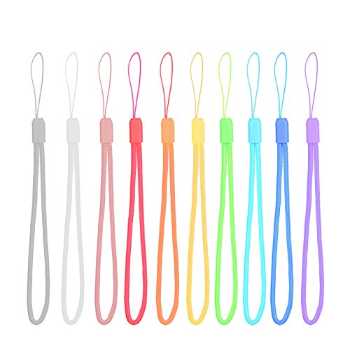 cobee Cordino da polso con toppa per legare, 6 cinturini da polso regolabili in nylon con 6 cuscinetti trasparenti per telefono, Nero-bianco