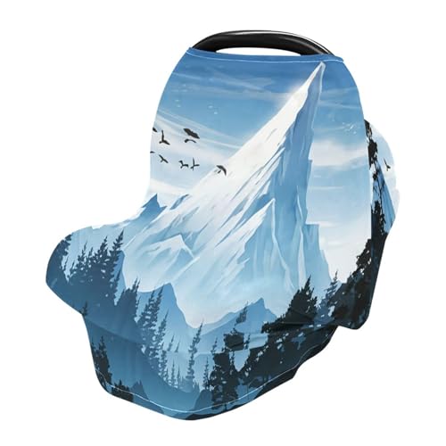 Nesatuwa Baby Car Seat Cover Beautiful Mountain Scenery Breastfeeding Covers Stretchy Breathable Multi-Use Cover Carseat Canopy for Girls and Boys