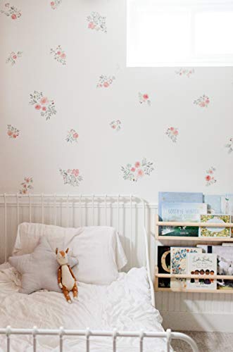 Modern Maxwell Wall Art Decals For Girls Nursery, Bedroom, Living Room “Blush” Watercolor Floral Room Sticker 80 Pieces #TOP1