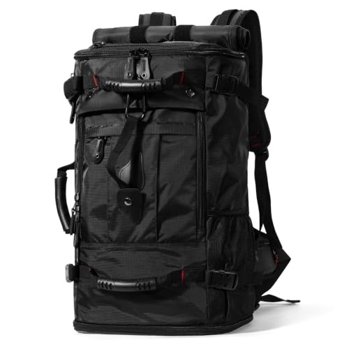 Image of YOUMIAN Large Capacity For Travel Hiking Sports Carry On Backpack Durable Convertible Duffle Bag Laptop airplane (Black Checkered, 60L-Large DualMainOpening)
