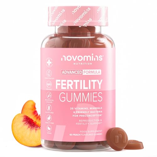 Gominolas Fertilidad Mujer - 60 Gominolas - con Acido Folico Preconcepción, Inositol, Coenzima Q10, Zinc - 26 Vitaminas Prenatales para la Preconcepción y Reproducción - Sin Gluten - Novomins