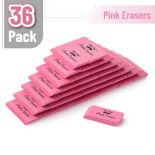 Image of Mr. Pen- Pink Pencil Eraser Bulk, 36 Pack | Large Latex Free Block Erasers for School, Office, Art Sketching, Homework, Exams, Clean Smudge-Free Correction