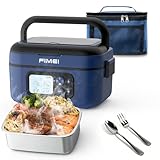 FIMEI Fiambrera Eléctrica Portátil con Batería, Recipiente Térmico Autocalentable sin Cables de 1,5L en Acero Inoxidable para Adultos, Ideal para Picnic, Camioneros y Uso Exterior (Azul)