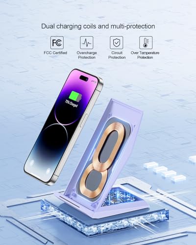 Image of NANAMI Wireless Charger - Fast Wireless Charging Stand Compatible with Apple iPhone 17 /17 Pro /17 Pro Max /16 /15 /14 /13 /12 Pro, Desktop Phone Charger for Samsung Galaxy S26 /S26+ /S25 /S24 /S23 /S22 /S21