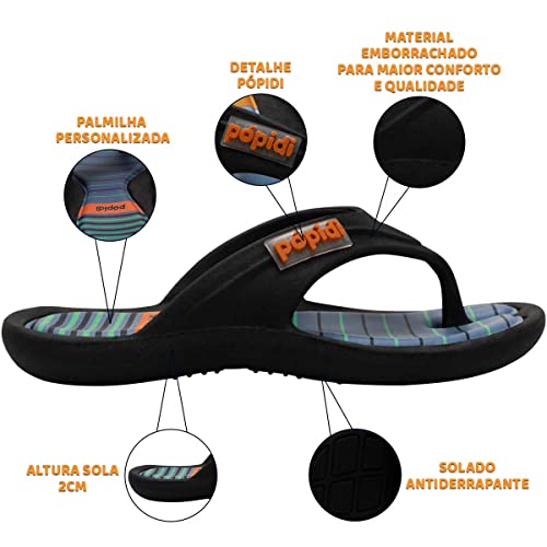Chinelo Listrado Infantil N° 25 Ao 32 Menino Masculino 12.98 (Preto, br_footwear_size_system, little