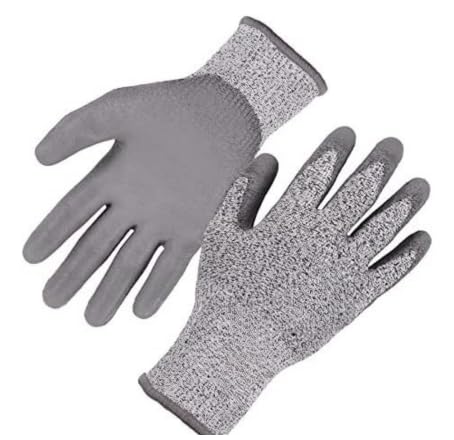 Image of Industrial, Civil, Woodworking, Machanical Cut-Resistant Gloves - PU Palm Coated, HPPE /Fiberglass Core - Lightweight, High Dexterity Safety Gloves for Warehouse (1 Pair, Cut Level 3)
