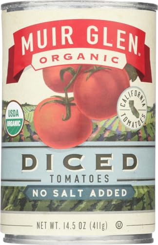 Muir Glen Diced Tomatoes No Salt Added 14.5 OZ(Pack of 6)