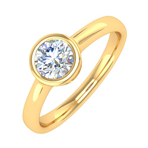 1/2 Carat Bezel Set Diamond Solitaire Engagement Ring in 14K Gold