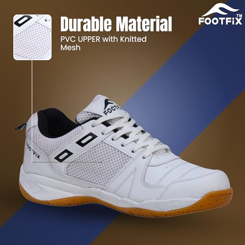 Image of FOOTFIX Boy's Squash White (Non-Marking) Gym /Badminton Shoes
