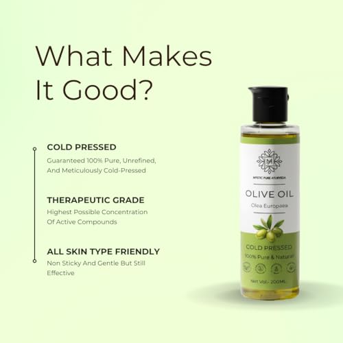 Image of Cold Pressed Olive Oil For Hair and Skin, Baby Massage, Deeply Moisturizes - 200ml