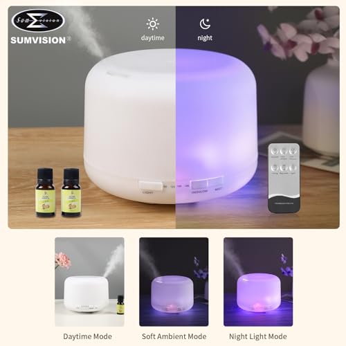 SUMVISION Diffuser Humidifier For Bedroom Electric Diffusers For Home Office 500ml Essential Oil LED Night Remote Control Leak Proof Auto Shutoff Aromatherapy BPA FREE (UK DESIGN FREE UK TECH SUPPORT) - Image 4