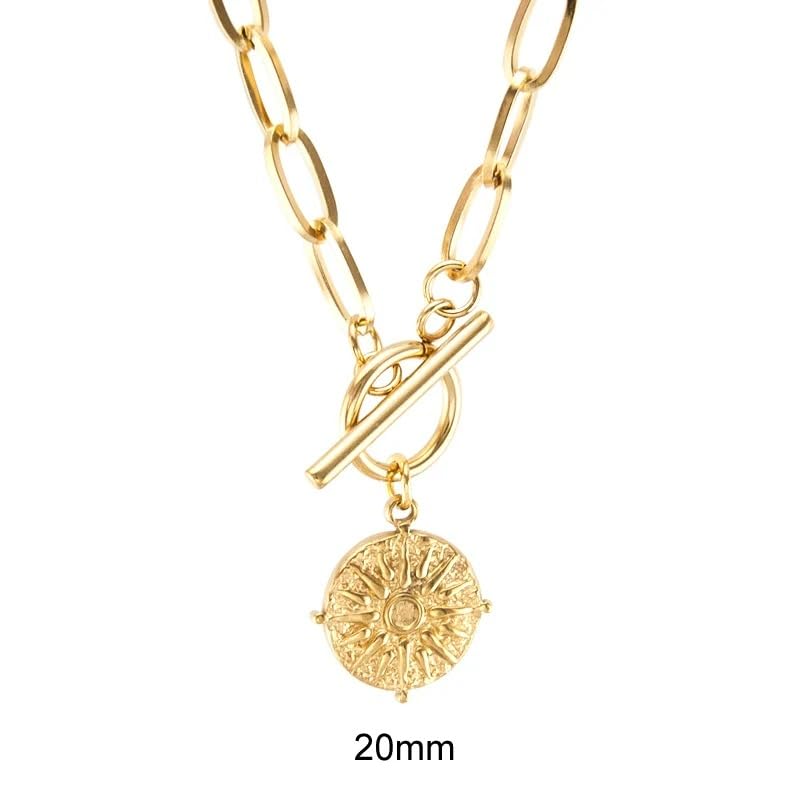 14K Yellow Gold Star Toggle Necklace - 925 Sterling Silver Toggle Necklace For Women - Sun Coin Toggle Necklaces - Minimalist Toggle Choker Necklace With Chain2