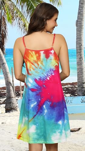 Image of elescat Womens Summer Dresses Spaghetti Strap V Neck Casual Sleeveless Sundress Beach Cover Ups with Pockets 2026