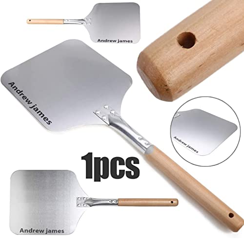 Image of Andrew James Pizza Peel Paddle Hand Finished Professional Aluminum with Wooden Handle The Perfect Pizza Shovel Baking Tool - Small (8 inch x 9 inch) | Commercial for Industrial Use