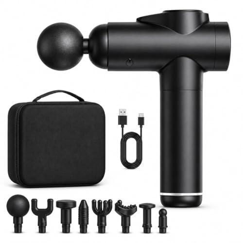 Image of BOB AND BRAD Massage Gun for Body Pain Relief, 3200 RPM Deep Tissue Electric Handheld Massager with 99 Modes & 8 Heads,1800mAh Battery & Type-C Charging for Men & Women Back, Neck, Arm & Foot, Shoulder (BK-99)