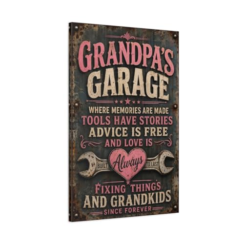 Plaque de garage vintage en toile grand format pour deco murale retro
