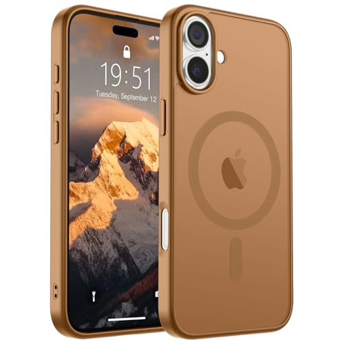 Image of SUPFINE Magnetic for iPhone 16 Case (Compatible with MagSafe) (Military Grade Drop Protection) Slim Translucent Matte Shockproof with Anti-Fingerprint Phone Case, Brown