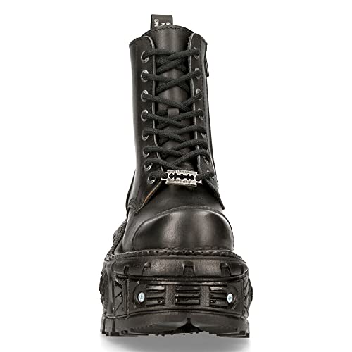 New Rock Men's TANK083-C1 Real Leather Combat Black Platform Biker Military Shoe Boots4
