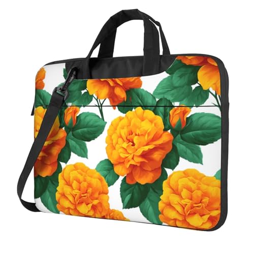 Housse ordinateur 15.6 motif floral jaune et orange avec rembourrage