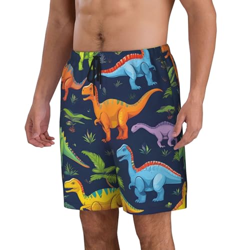 Colorful Dinosaurs Print Men's Beach Pants Lightweight Quick-Dry Swim Pants with Mesh Lining for Men2