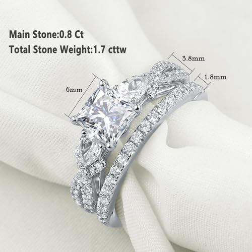 Newshe Jewellery 2.5ct Princess Pear White AAAAA Cz 925 Sterling Silver Engagement Wedding Ring Set Size 4-134